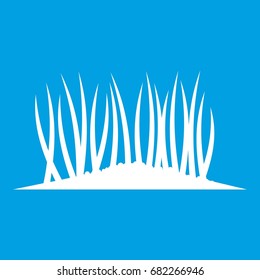 Grass on ground icon white isolated on blue background vector illustration