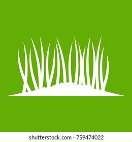 Grass on ground icon white isolated on green background. Vector illustration