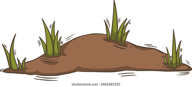 grass on soil mound border illustration for decoration on nature scene.