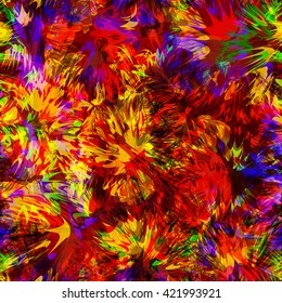 Grass painted in gouache. Colored rough brushstrokes. Seamless pattern.