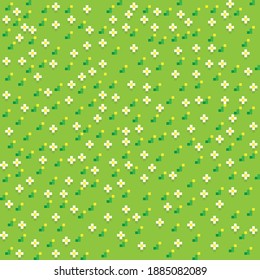 Grass pixel art background. Grass texture. Pixel art vector. Flower garden.