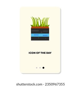 Grass or plant growing in pot flat icon. Vertical sign or vector illustration of plant or home garden element. Gardening, growth, nature, houseplants concept for web design and apps