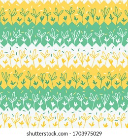 Grass Plant Seamless Pattern Background Wallpaper. Combination bright colors of green and yellow. 