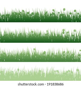Grass and plants detailed silhouettes on white.  EPS 10 vector