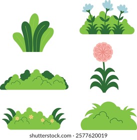 Grass, plants and flower illustration element. vector decoration for scrapbook, educational, business and other topic