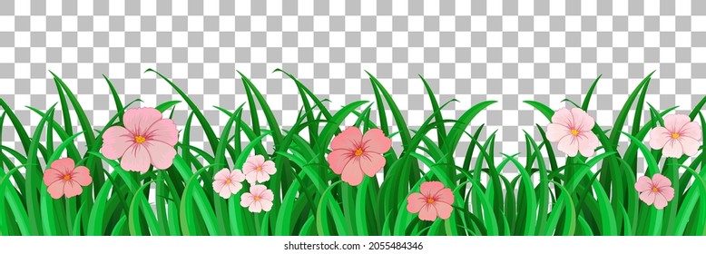 Grass and plants on transparent background for decor illustration