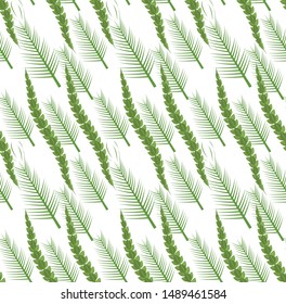 Grass plants seamless pattern. Sukkot green repeating, endless background. Vector illustration