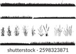 Grass and Plants Silhouettes Vector Illustration