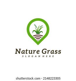 Grass Point logo design vector, Creative Grass logo design Template Illustration