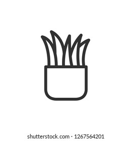 grass in a pot. linear icon. Line with editable stroke
