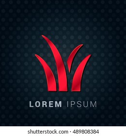 Grass Red chromium precious metallic 3D Icon / Logo Design