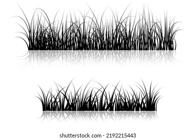 grass reflection. grass silhouette banner