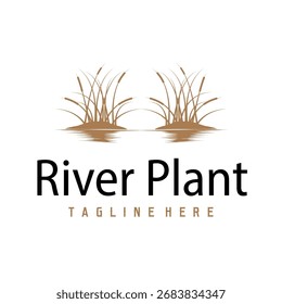 Gras Fluss Pflanze Katzen Logo, Design mit einfachem Kunstkonzept, natürliche Pflanze Symbol, Illustration, Vorlage, Symbol