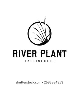 Grass river plant cattails logo, design with simple art concept, natural plant symbol, illustration, template, icon