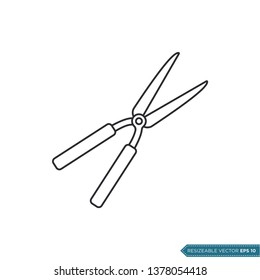 Grass Scissor Cutter Icon Vector Template Illustration Design