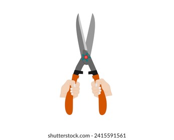 Grass scissors on a white background.