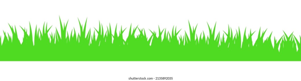 Grass seamless border. Seamless line green grass. Vector clipart isolated on white background.