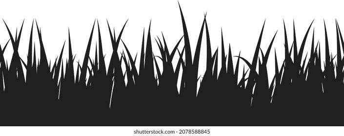 Grass seamless border. Natural pattern of blade leaves