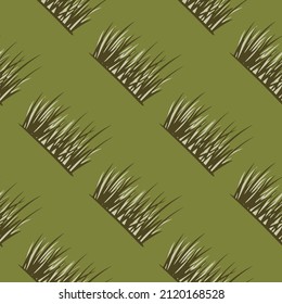 Grass seamless pattern. Background of lawn. Repeated texture in flat style for fabric, wrapping paper, wallpaper, tissue. Vector illustration.