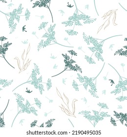 grass in seamless pattern white background. botanic design elements for backdrop, wallpaper, wrap. minimalist vector illustration