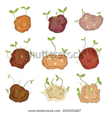 grass seed bomb set cartoon. ecofriendly sustainability, permaculture native, habitat pollinators grass seed bomb sign. isolated symbol vector illustration