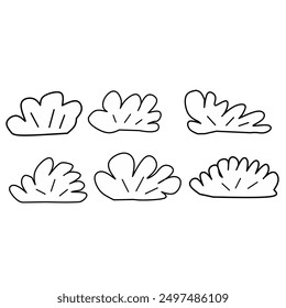 Grass set illustration for coloring isolated in white background 
