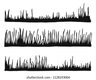 grass set lawn vector silhouette isolated.