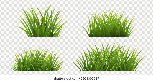Grass Set And Transparent Background 
 With Gradient Mesh, Vector Illustration