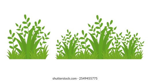 Grama. Conjunto de ilustrações de vetor Grass em estilo plano. Ilustração de grama isolada sobre fundo branco