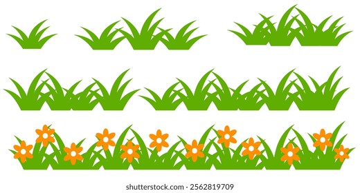 Grass. Set of Grass vector illustrations in flat style. Grass illustration isolated on white background
