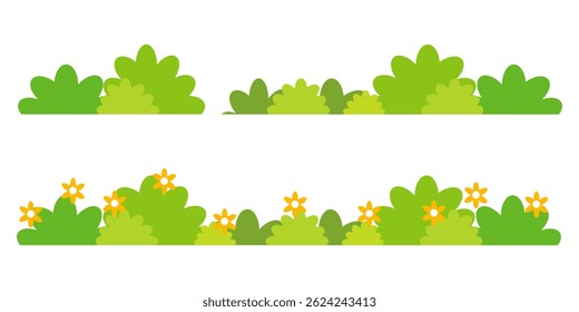 Grama. Conjunto de ilustrações de vetor Grass em estilo plano. Ilustração de grama isolada sobre fundo branco