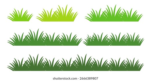 Hierba. Conjunto de Ilustraciones vectoriales de hierba en estilo plano. Ilustración de hierba aislada sobre fondo blanco