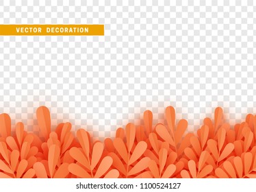 Grass, shape plant leaves border isolated with transparent background. Vector Illustration