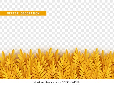 Grass, shape plant leaves border isolated with transparent background. Vector Illustration