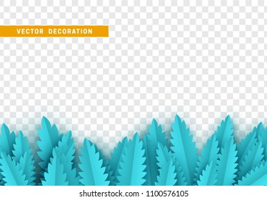 Grass, shape plant leaves border isolated with transparent background. Vector Illustration