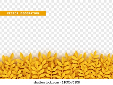 Grass, shape plant leaves border isolated with transparent background. Vector Illustration