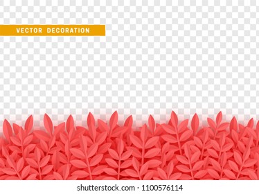 Grass, shape plant leaves border isolated with transparent background. Vector Illustration
