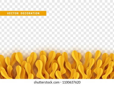 Grass, shape plant leaves border isolated with transparent background. Vector Illustration