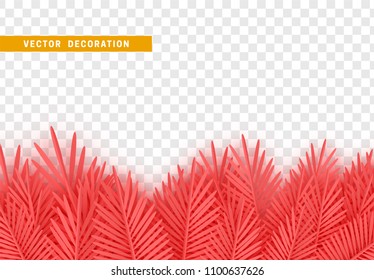 Grass, shape plant leaves border isolated with transparent background. Vector Illustration