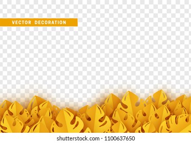 Grass, shape plant leaves border isolated with transparent background. Vector Illustration