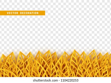 Grass, shape plant leaves border isolated with transparent background. Vector Illustration