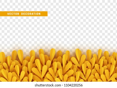 Grass, shape plant leaves border isolated with transparent background. Vector Illustration
