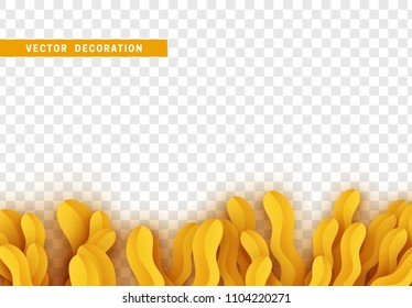 Grass, shape plant leaves border isolated with transparent background. Vector Illustration