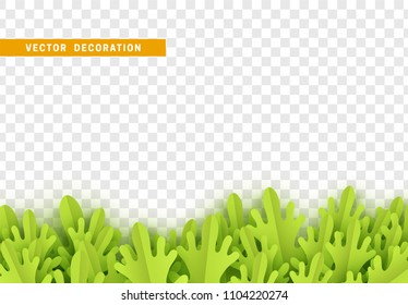 Grass, shape plant leaves border isolated with transparent background. Vector Illustration