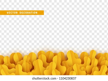 Grass, shape plant leaves border isolated with transparent background. Vector Illustration