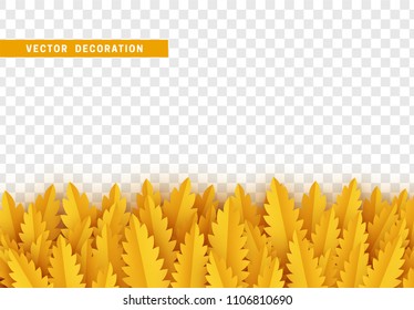 Grass, shape plant leaves border isolated with transparent background. Vector Illustration