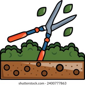 grass shears concept, secateurs vector icon design, Shrubs and Trees symbol, Plants and Flowers sign, Landscaping and Garden Tools stock illustration