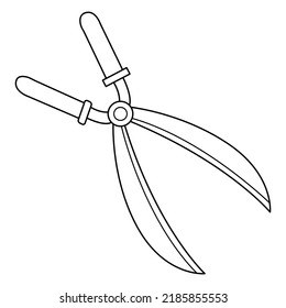 Grass shears outline vector on white background