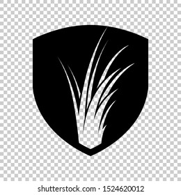 grass in shield icon design flat vector illustration