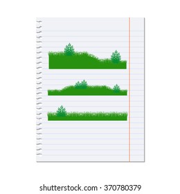 grass, shrubs. illustration on a sheet of paper from a notebook